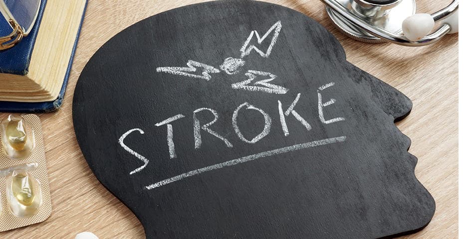 Stroke skrivet på en huvudform