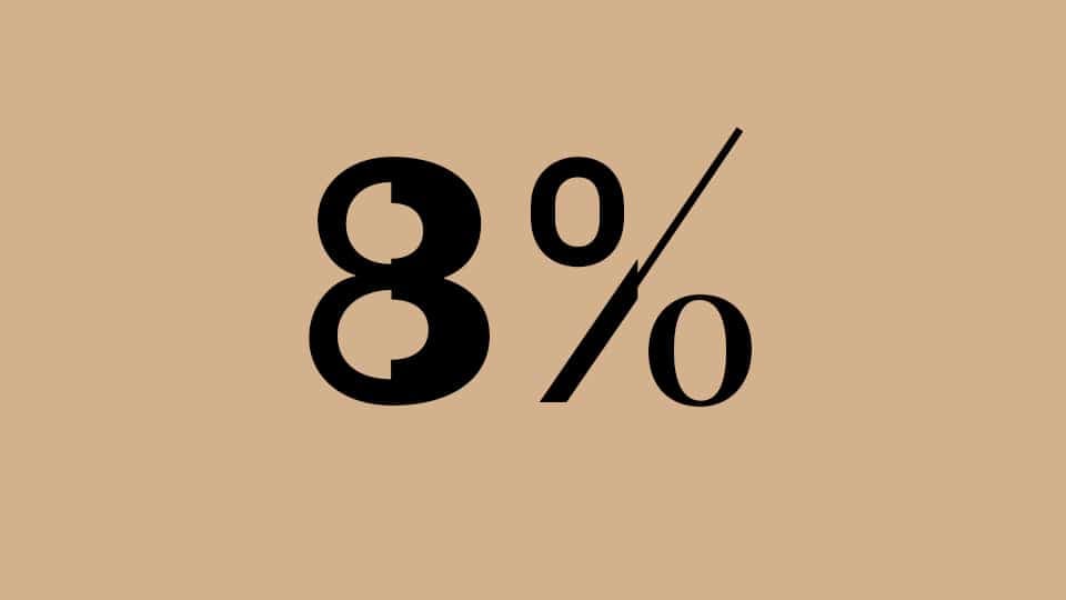 Texten "8%."
