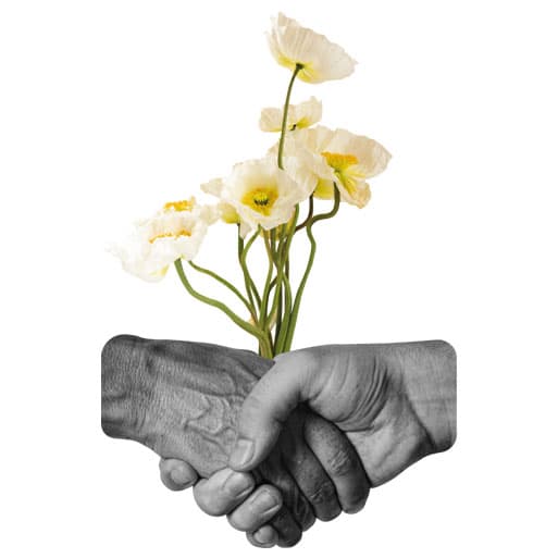 Blomma med hand vit