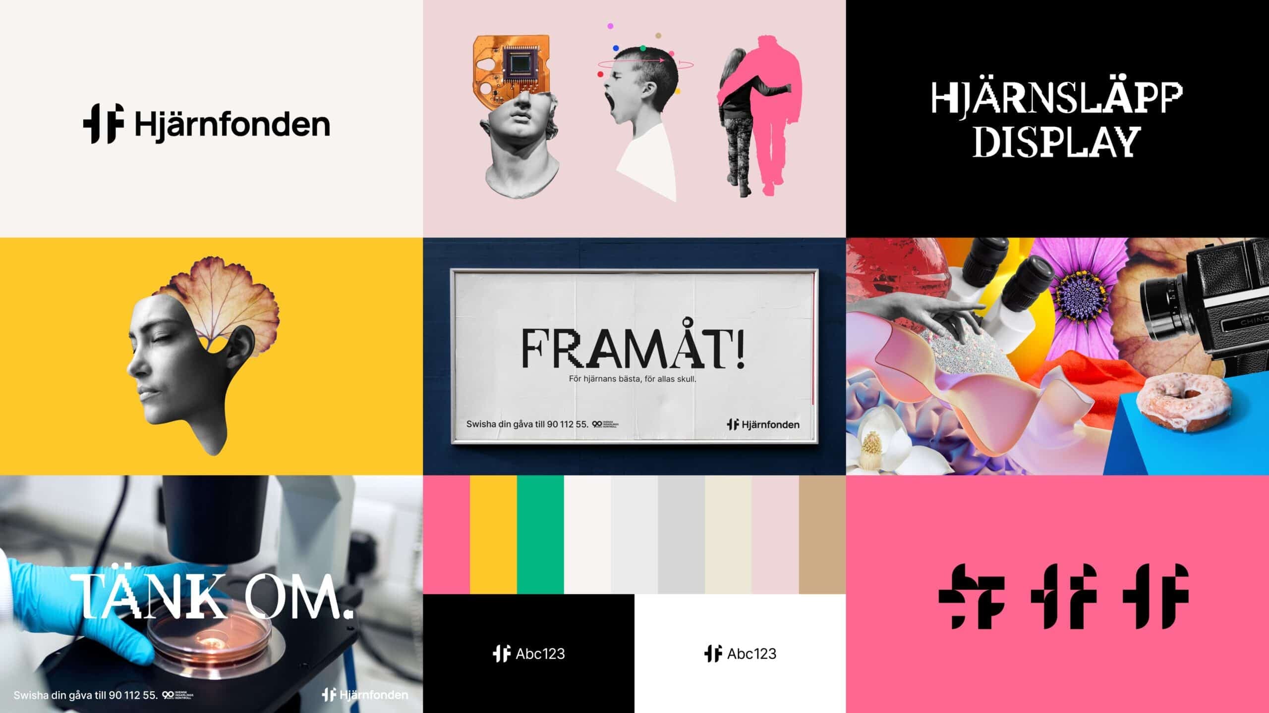 Bild på Hjärnfondens nya identitet och Hjärnfondens nya budskap - Framåt för hjärnans bästa, för allas skull.
