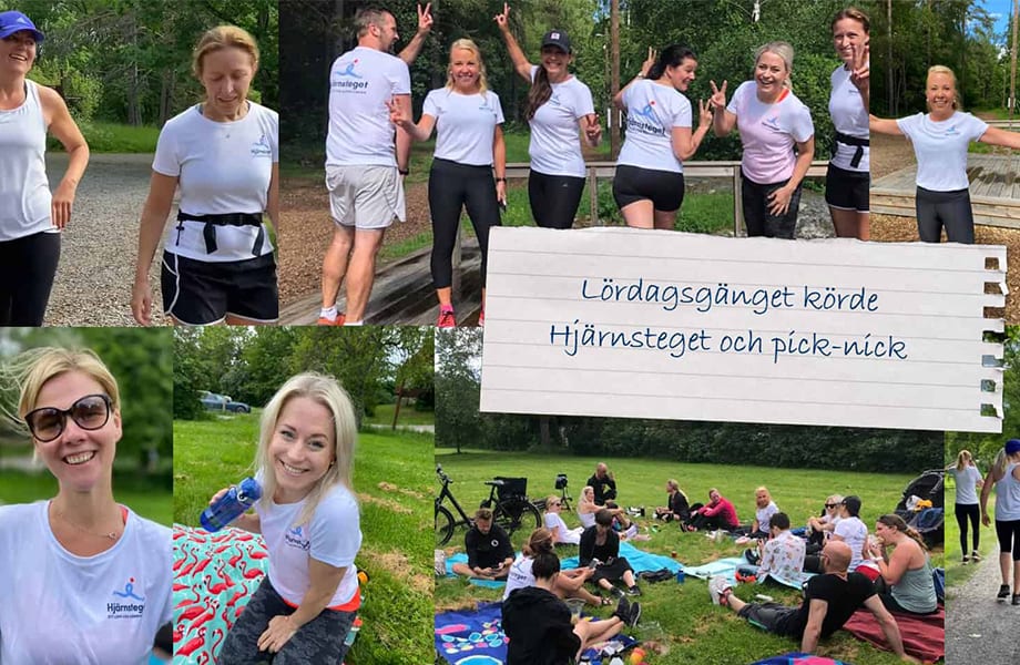 Ett kompisgäng springer Hjärnsteget tillsammans
