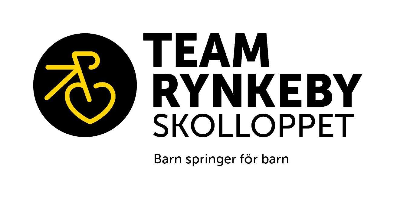 Team Rynkebys logo för skolloppet med budskapet Barn springer för barn