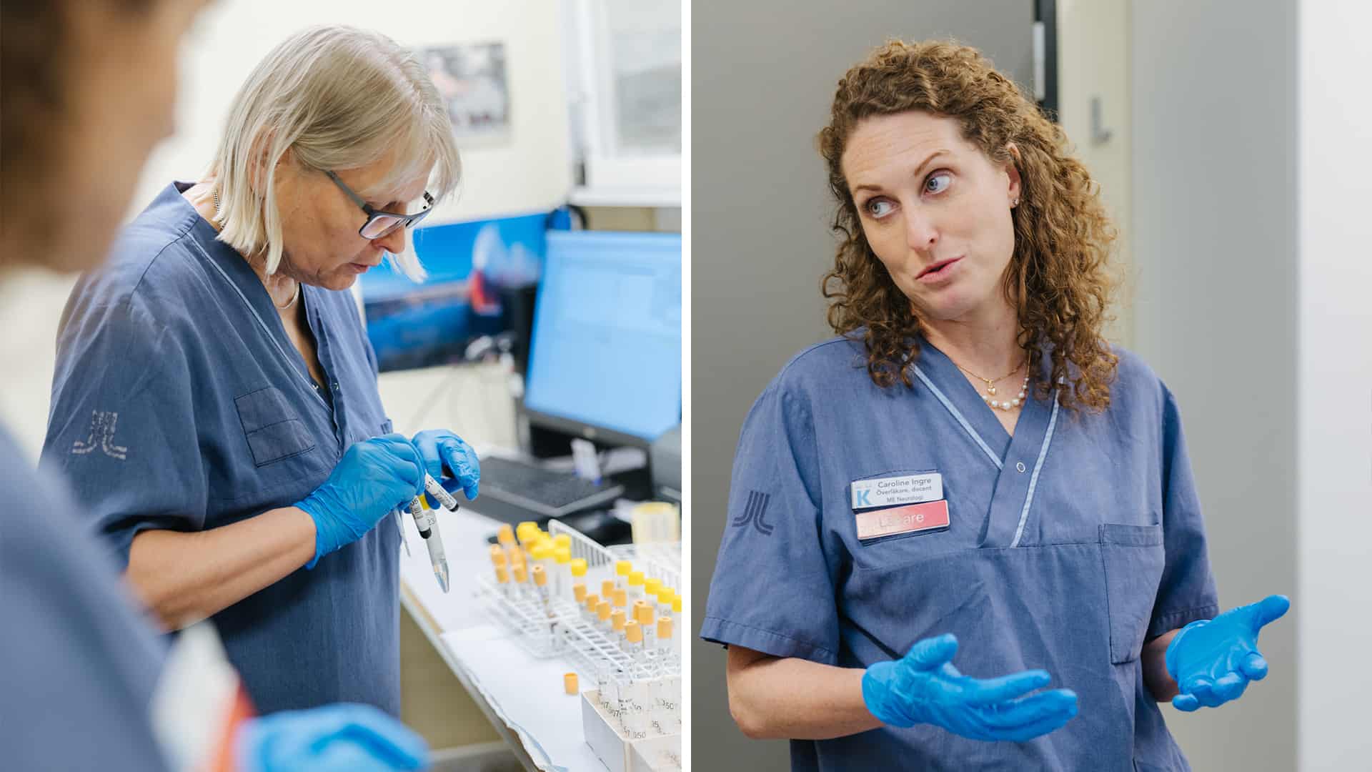 Anja Finn, biomedicinsk analytiker, och Caroline Ingre, överläkare, har analyserat prover från mer än 500 ALS-patienter.